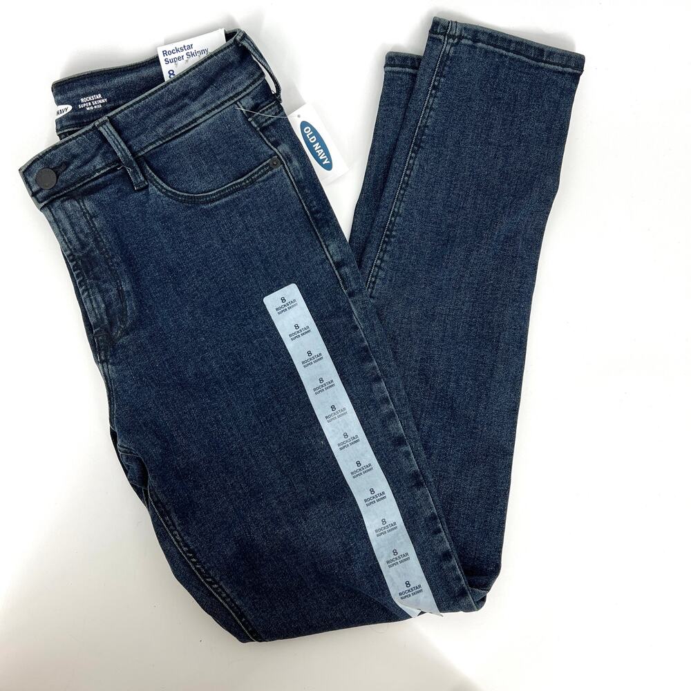 Old Navy Womens Rockstar Super Skinny Mid Rise Stretch Jeans Size 8 NEW